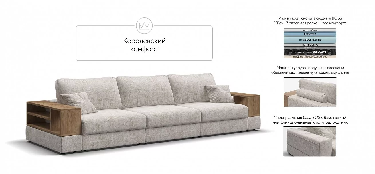 Диван-кровать Босс Модуль Макс Шенилл Смарт кварц