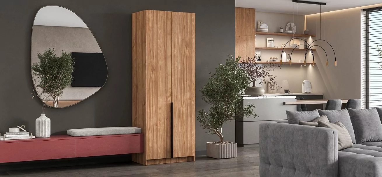 Босс Стандарт 80*220 шкаф распашной 2Д 01 Орех Селект