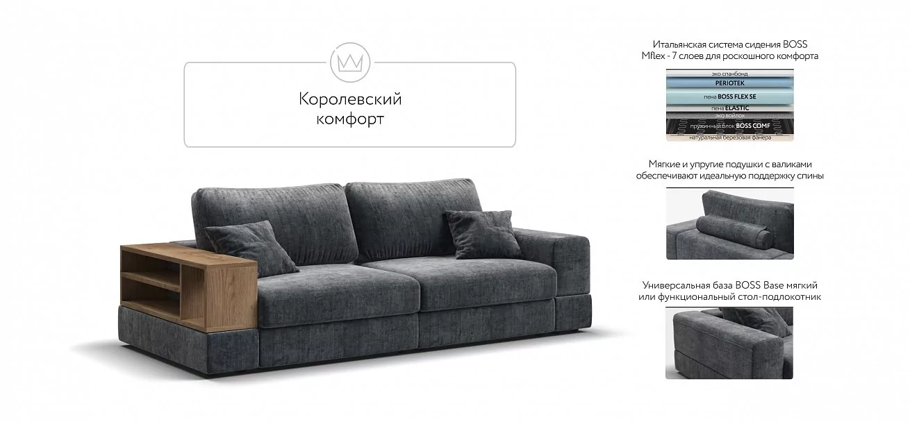 Диван-кровать Босс Модуль Шенилл Глосс карбон