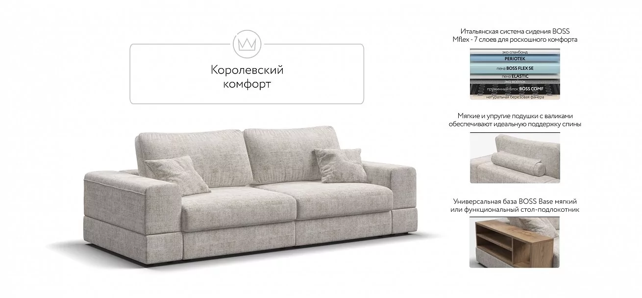 Диван-кровать Босс Модуль Шенилл Смарт кварц