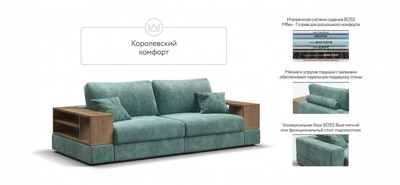 Диван-кровать Босс Модуль Шенилл Глосс минт