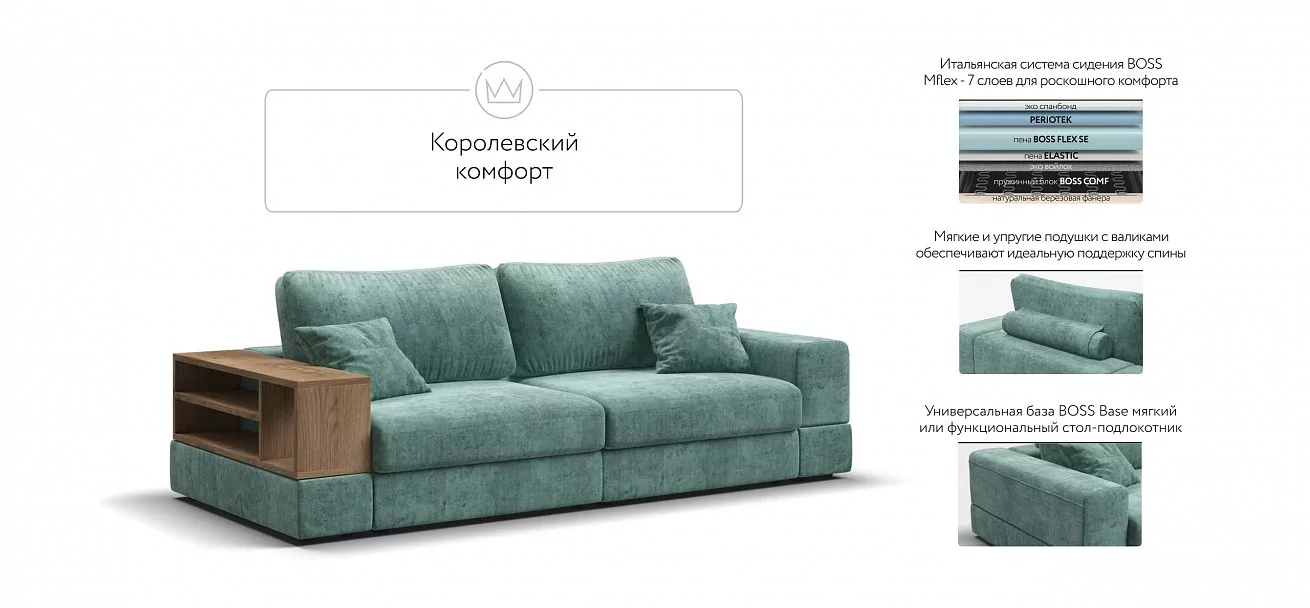Диван-кровать Босс Модуль Шенилл Глосс минт