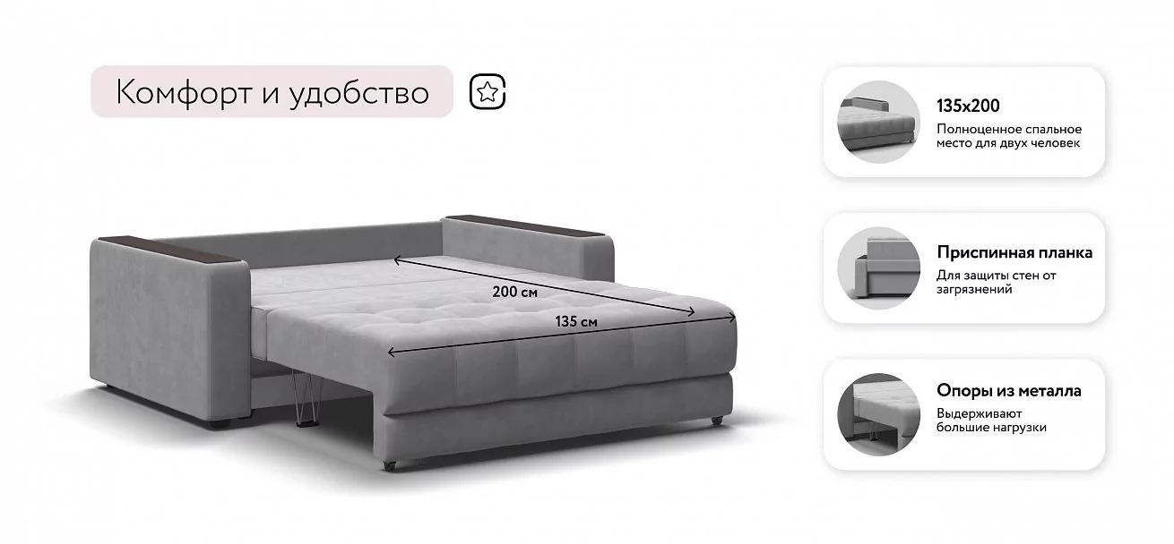 Диван Босс Маркет 2х местный велюр Монолит сталь