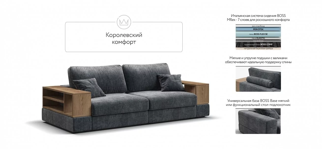 Диван-кровать Босс Модуль Шенилл Глосс карбон