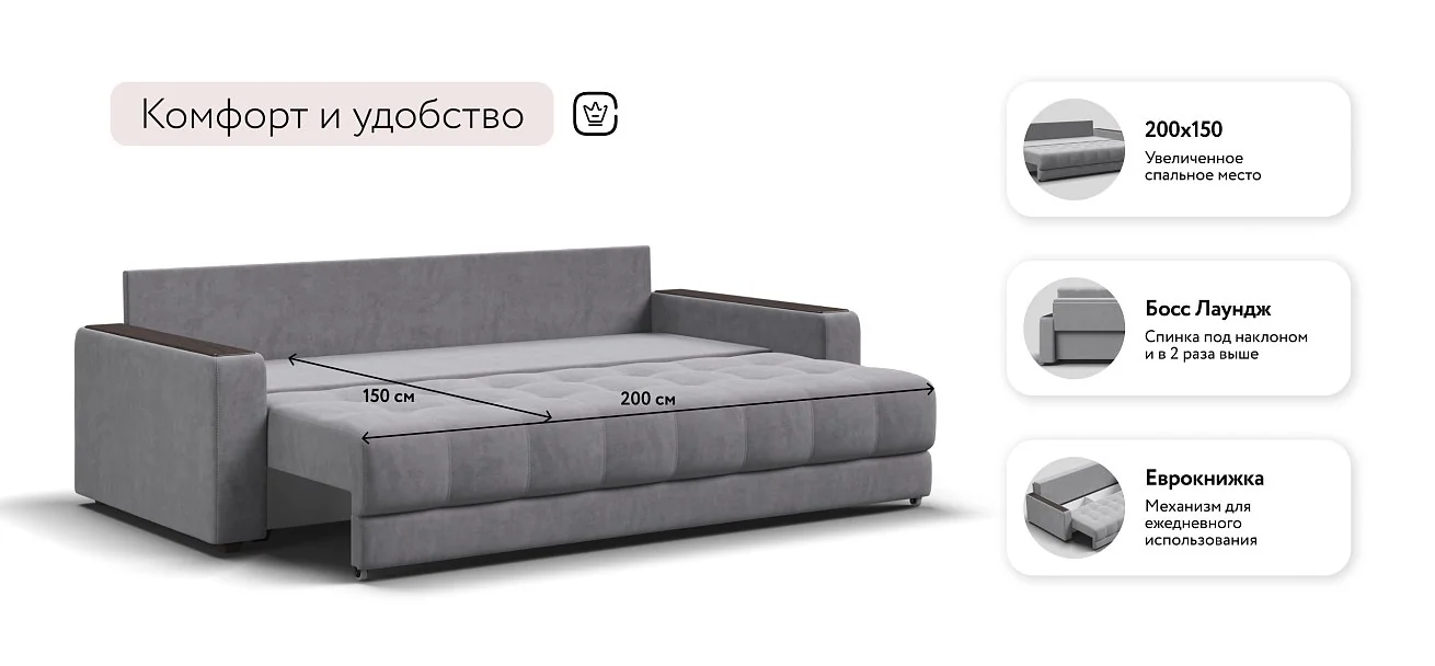 Диван Босс Про Велюр Роял агат