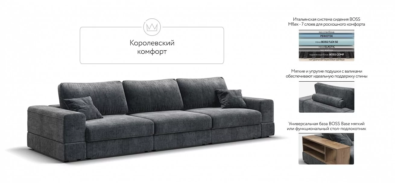 Диван-кровать Босс Модуль Макс Шенилл Глосс карбон