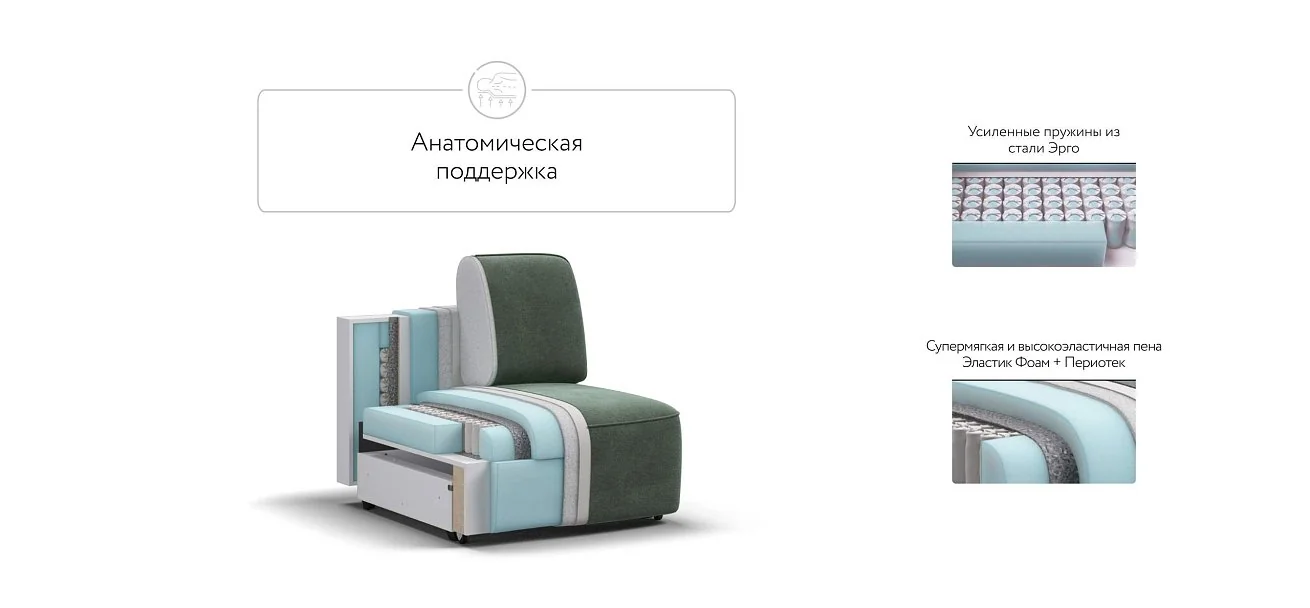 Кинг Модуль спальное место место Велюр Реал зеленый