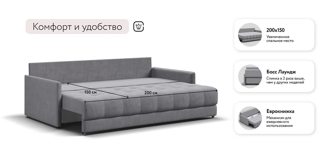 Диван Босс Про Лофт Велюр Роял агат