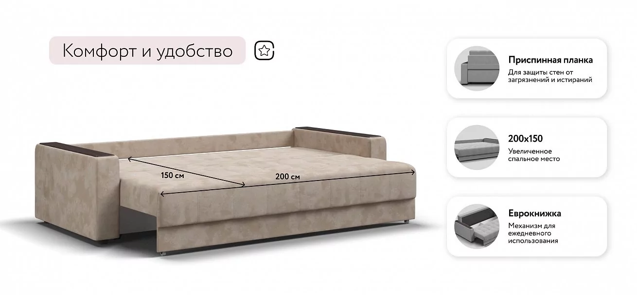 Диван Босс Маркет велюр Алькантара пепел